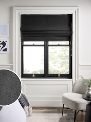 Black Ready Made Blackout Cotton Roman Blinds - Image 1 of 7