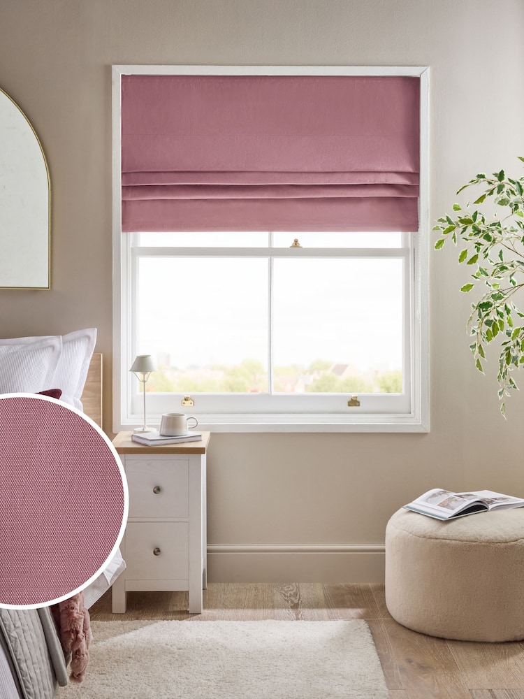 Pink Mauve Ready Made Blackout Cotton Roman Blinds - Image 1 of 8