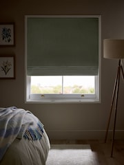 Green Pale Sage Ready Made Blackout Cotton Roman Blinds - Image 3 of 8