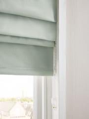 Green Pale Sage Ready Made Blackout Cotton Roman Blinds - Image 4 of 8