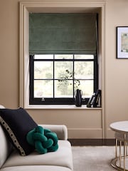 Green Dark Ready Made Blackout Matte Velvet Roman Blinds - Image 1 of 5