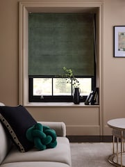 Green Dark Ready Made Blackout Matte Velvet Roman Blinds - Image 2 of 5