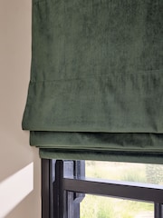 Green Dark Ready Made Blackout Matte Velvet Roman Blinds - Image 3 of 5