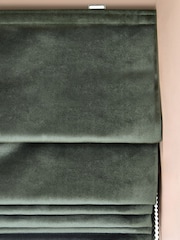 Green Dark Ready Made Blackout Matte Velvet Roman Blinds - Image 4 of 5