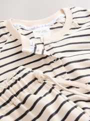 أسود/أبيض - 100% Cotton Textured Short Set Pyjamas - صورة 3 من 3