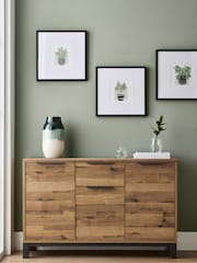 Dark Natural Bronx Oak Effect Space Saving Large Sideboard - Image 10 of 12