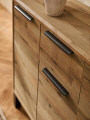Dark Natural Bronx Oak Effect Space Saving Large Sideboard - Image 9 of 12