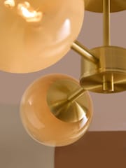 MADE.COM Brass/Green Ombre Globe 3 Light Flush Ceiling - Image 2 of 4