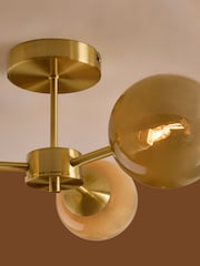 MADE.COM Brass/Green Ombre Globe 3 Light Flush Ceiling - Image 3 of 4