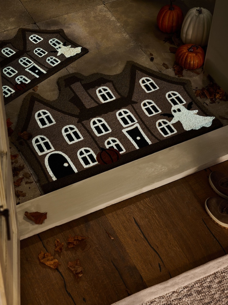 Grey Halloween House Coir Doormat - Image 2 of 6