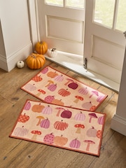 Set of 2 Orange Washable Pumpkin Doormats - Image 1 of 5