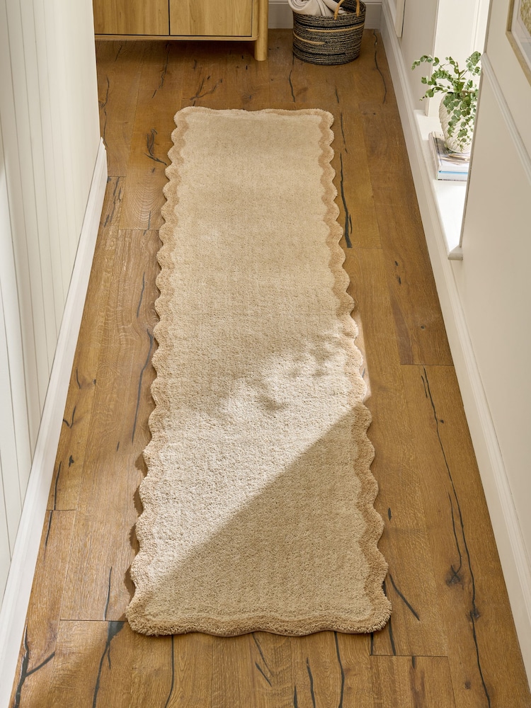 Light Natural Soft Scallop Washable Runner - Image 1 of 5