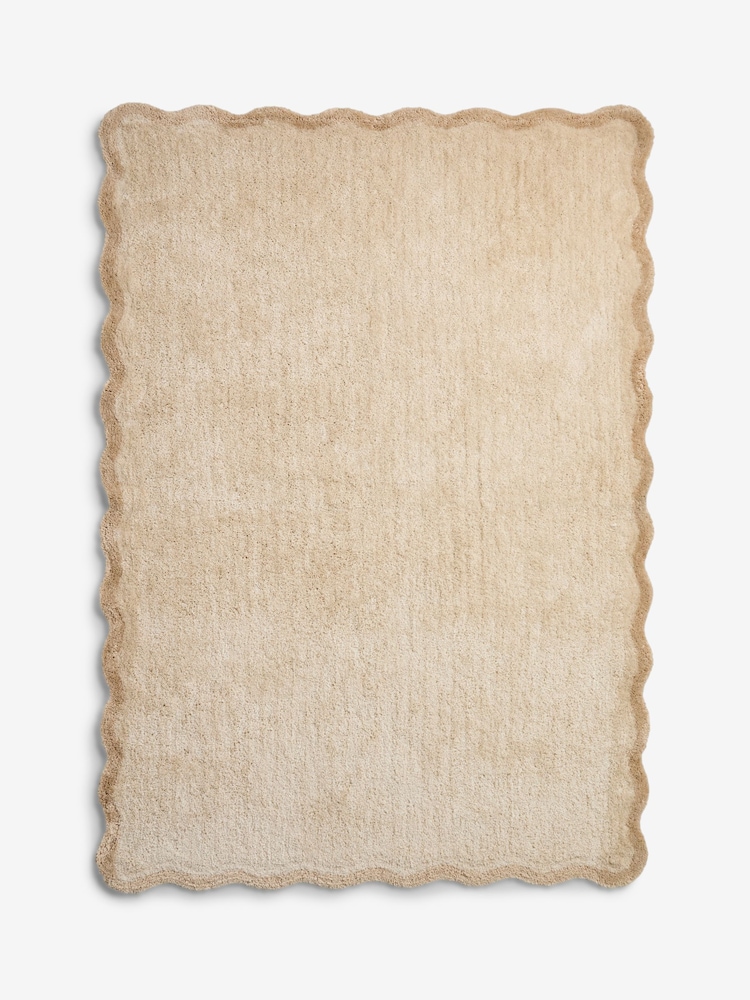 Light Natural Soft Scallop Washable Rug - Image 5 of 5