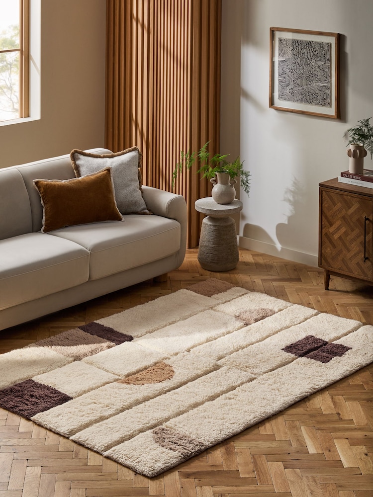 Light Natural Berber Abstract Shapes Rug - Image 1 of 7