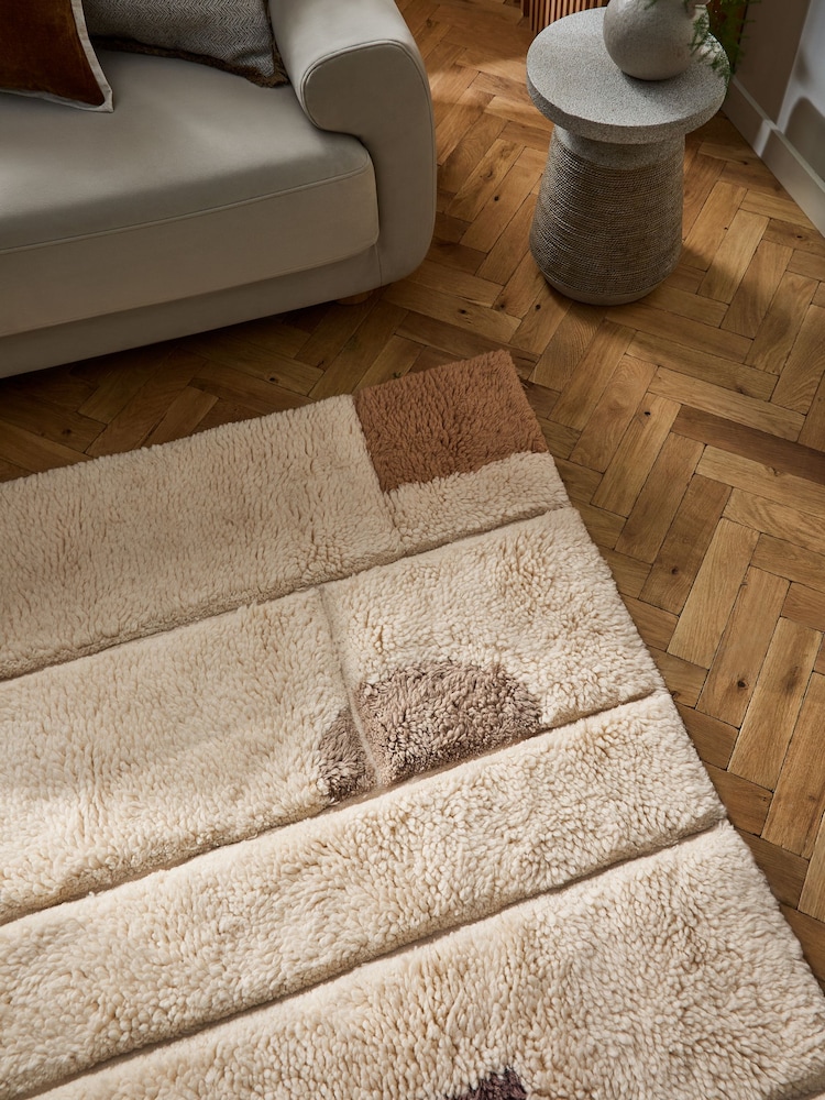 Light Natural Berber Abstract Shapes Rug - Image 2 of 7