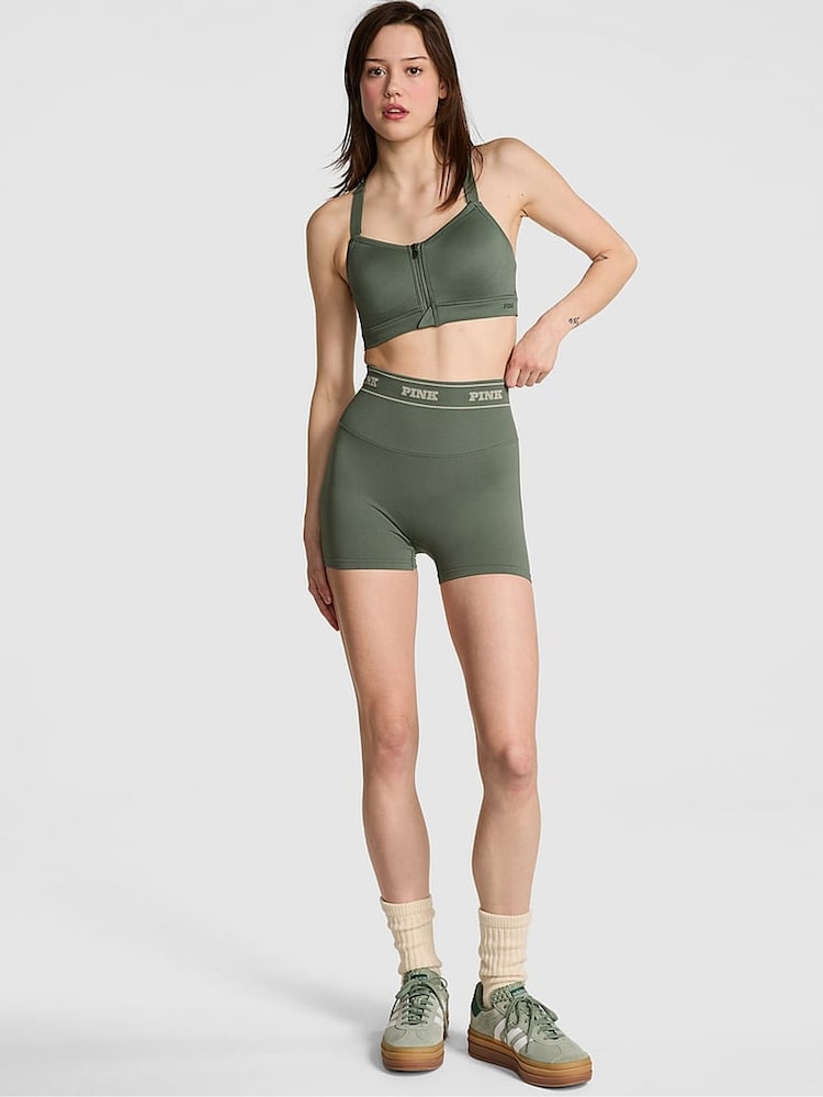 Victoria's Secret PINK Faded Sage Green Seamless Logo Shorts - Image 1 of 3
