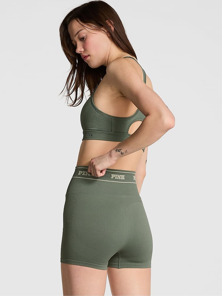 Victoria's Secret PINK Faded Sage Green Seamless Logo Shorts - Image 2 of 3