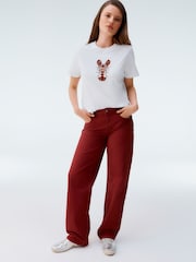 Red Baggy Wide Leg 100% Cotton Jeans - Image 1 of 5