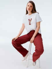 Red Baggy Wide Leg 100% Cotton Jeans - Image 2 of 5