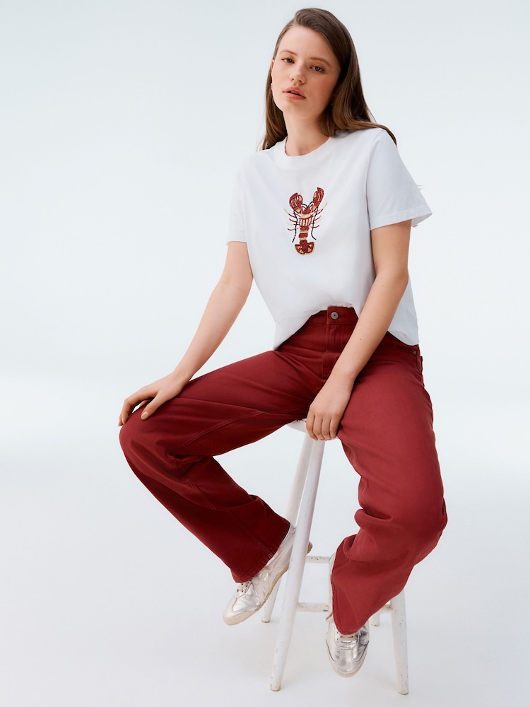 Rojo - Baggy Wide Leg 100% Cotton Jeans - Imagen 2 de 5 Rojo - Baggy Wide Leg 100% Cotton Jeans - Imagen 2 de 5