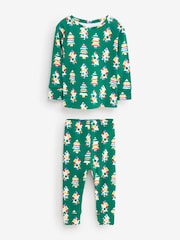 Green/White Christmas Snuggle 100% Cotton Long Sleeve Pyjamas Set - Image 1 of 1