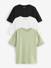 Simply Be Black/ Sage/ White Boyfriend 100% Cotton T-Shirts 3 Pack - Image 5 of 8