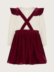 Monsoon Red Baby Top and Velvet Christmas Pinafore Dress Set - Image 2 of 3