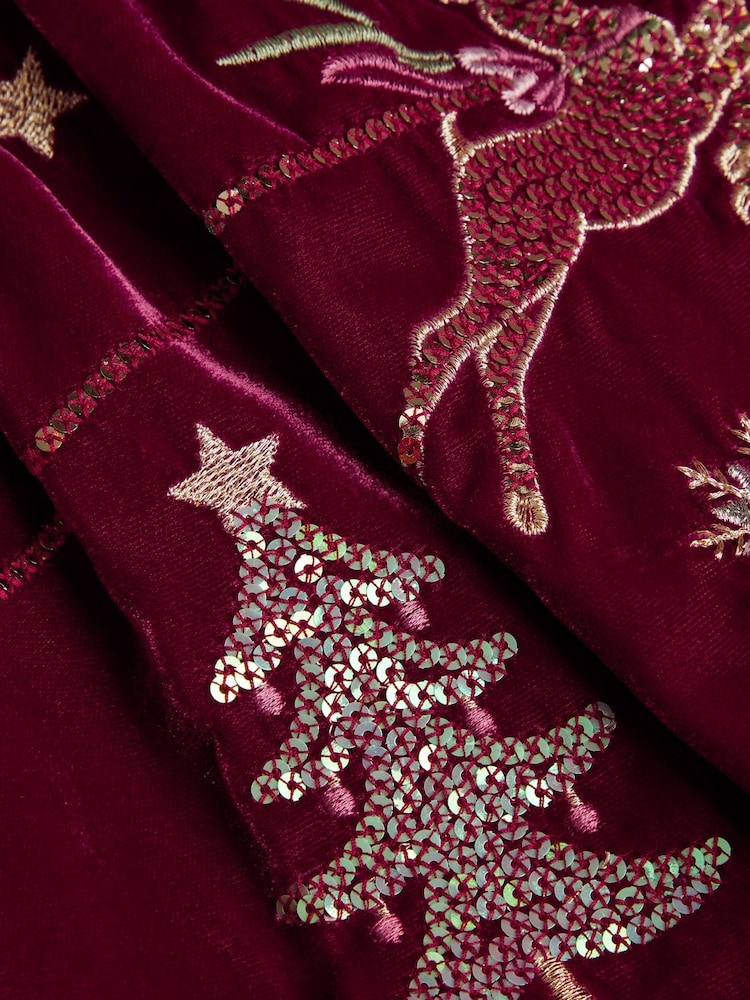 Monsoon Red Baby Top and Velvet Christmas Pinafore Dress Set - Image 3 of 3