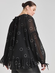 Simply Be Black Romantic Georgette Blouse - Image 2 of 4