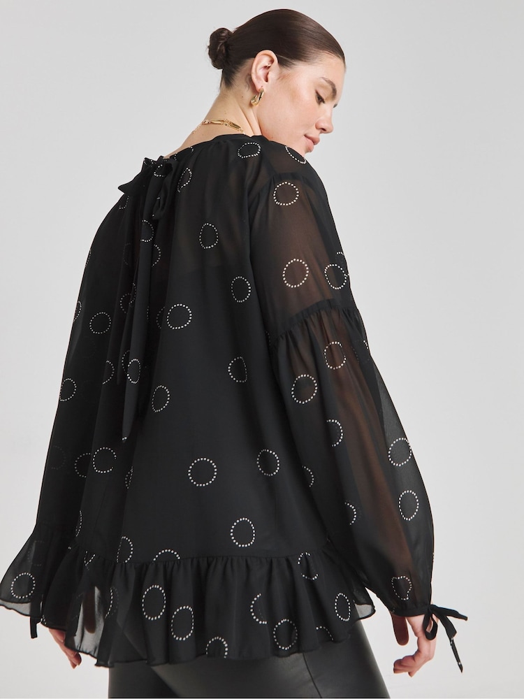 Simply Be Black Romantic Georgette Blouse - Image 2 of 4