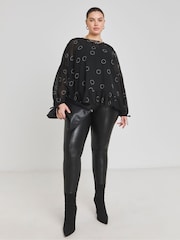Simply Be Black Romantic Georgette Blouse - Image 3 of 4