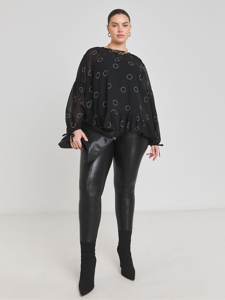 Simply Be Black Romantic Georgette Blouse - Image 3 of 4