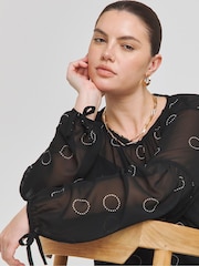 Simply Be Black Romantic Georgette Blouse - Image 4 of 4