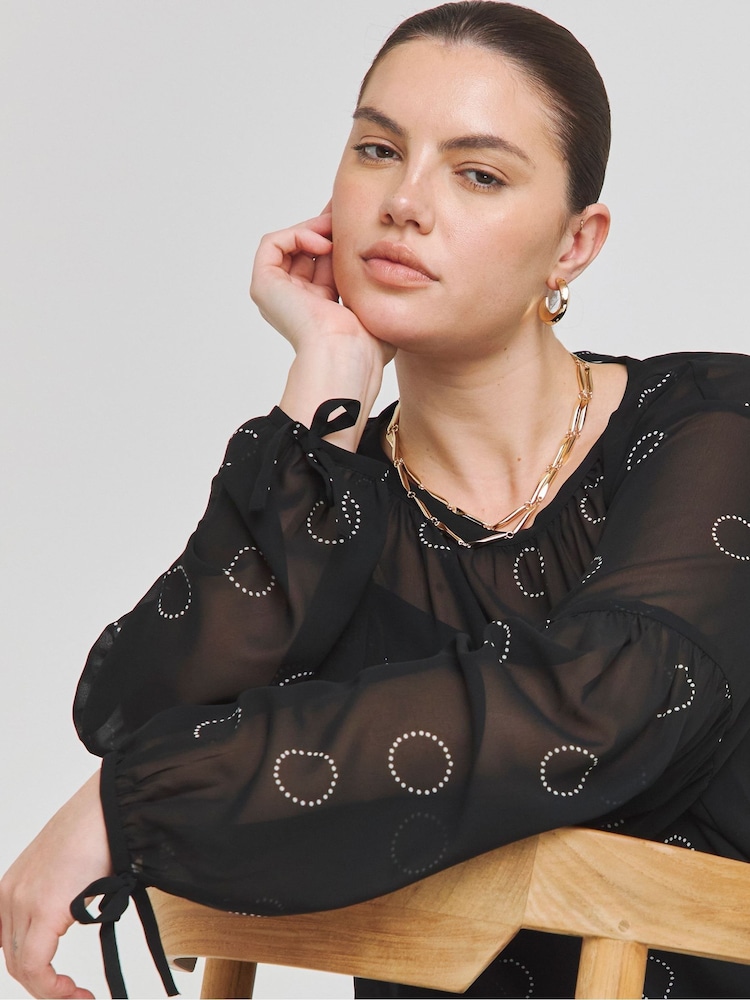 Simply Be Black Romantic Georgette Blouse - Image 4 of 4