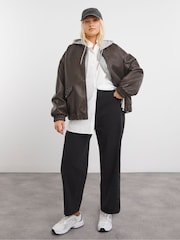 Simply Be Black 100% Cotton Barrel Leg Jeans - Image 1 of 4