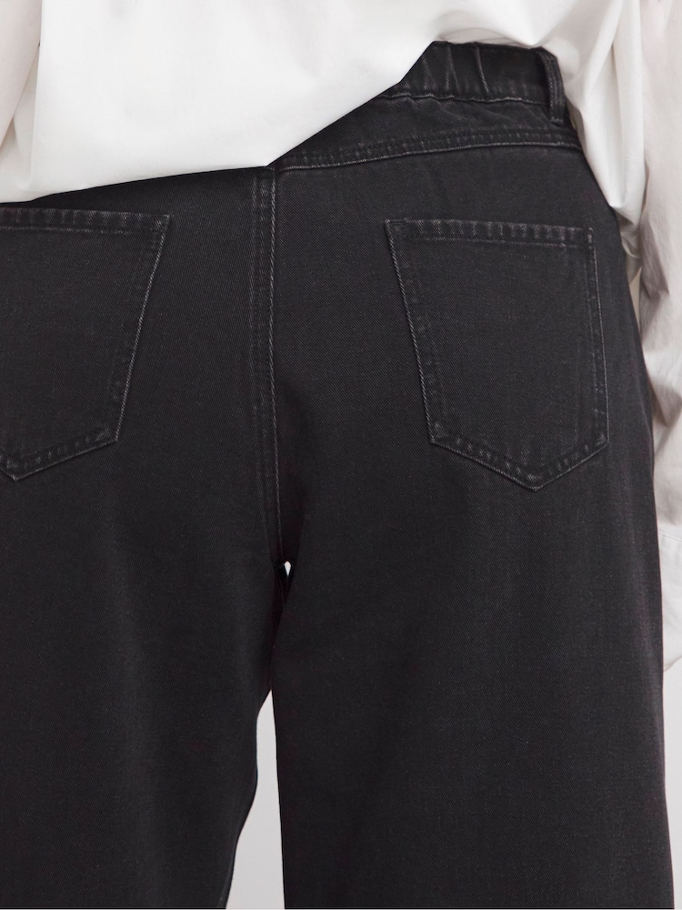 Simply Be Black 100% Cotton Barrel Leg Jeans - Image 2 of 4