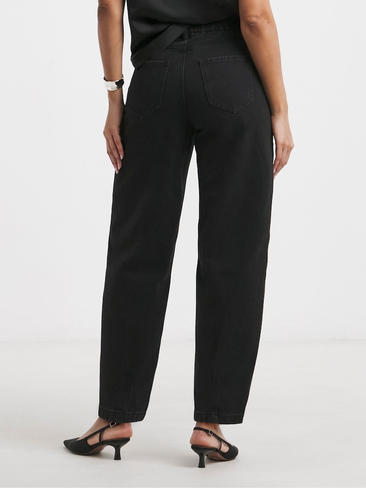 Simply Be Black 100% Cotton Barrel Leg Jeans - Image 2 of 4 Simply Be Black 100% Cotton Barrel Leg Jeans - Image 2 of 4