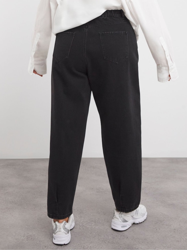 Simply Be Black 100% Cotton Barrel Leg Jeans - Image 4 of 4