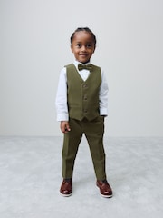 Khaki Green Waistcoat Shirt Trousers and Bow Tie Set (3mths-9yrs) - Image 1 of 10