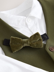 Khaki Green Waistcoat Shirt Trousers and Bow Tie Set (3mths-9yrs) - Image 10 of 10