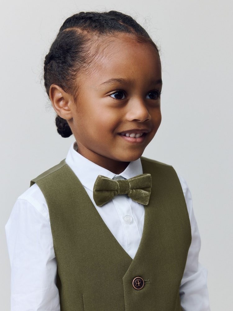 Khaki Green Waistcoat Shirt Trousers and Bow Tie Set (3mths-9yrs) - Image 2 of 10