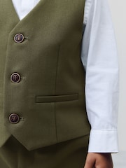 Khaki Green Waistcoat Shirt Trousers and Bow Tie Set (3mths-9yrs) - Image 4 of 10