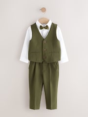 Khaki Green Waistcoat Shirt Trousers and Bow Tie Set (3mths-9yrs) - Image 5 of 10