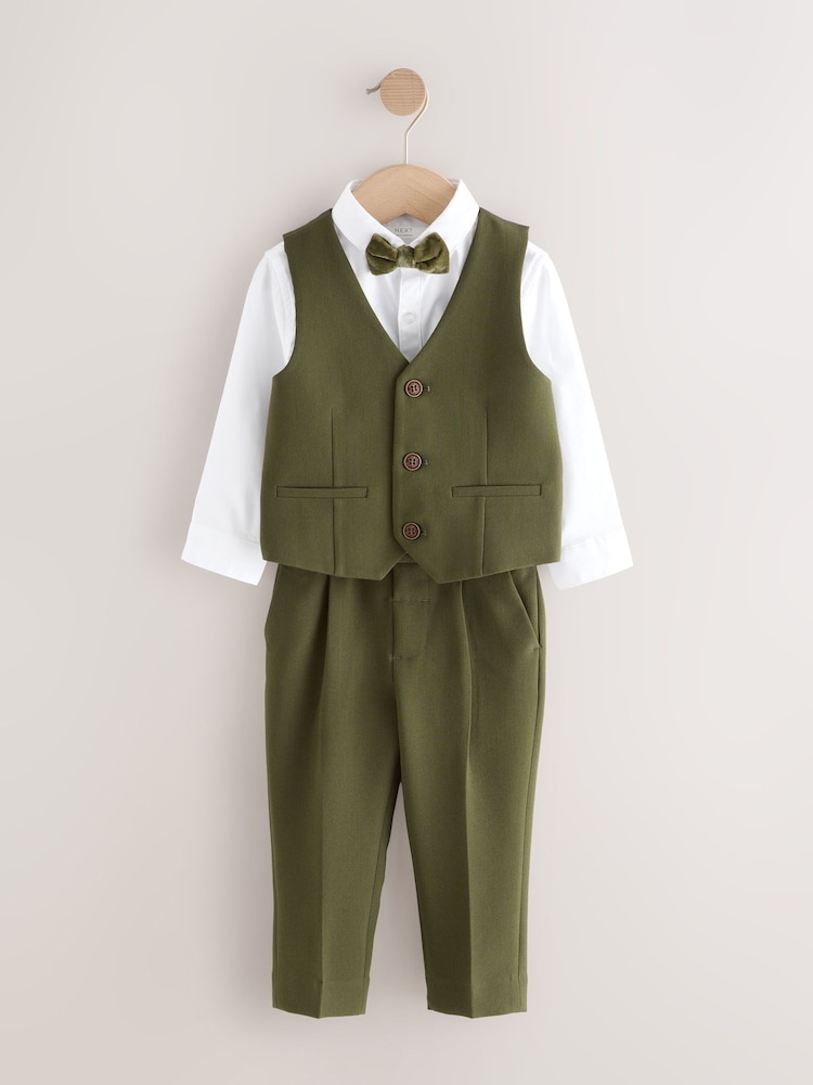Buy Khaki Green Waistcoat Shirt Trousers and Bow Tie Set (3mths-9yrs) from Next USA Buy Khaki Green Waistcoat Shirt Trousers and Bow Tie Set (3mths-9yrs) from Next USA
