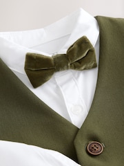 Khaki Green Waistcoat Shirt Trousers and Bow Tie Set (3mths-9yrs) - Image 8 of 10