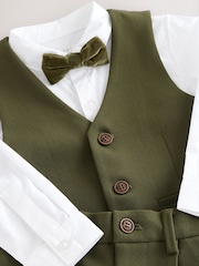 Khaki Green Waistcoat Shirt Trousers and Bow Tie Set (3mths-9yrs) - Image 9 of 10