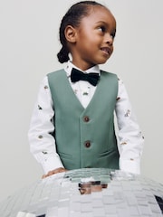 Green Dino Waistcoat Shirt Trousers and Bow Tie Set (3mths-9yrs) - Image 2 of 9