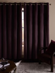 Purple Dark Matte Velvet Blackout/Thermal Curtains - Image 2 of 5