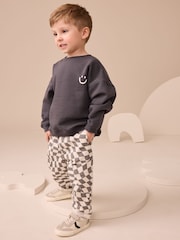 Charcoal Checkerboard Long Sleeve T-Shirt & Trousers Set (3mths-7yrs) - Image 1 of 9
