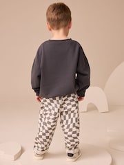 Charcoal Checkerboard Long Sleeve T-Shirt & Trousers Set (3mths-7yrs) - Image 3 of 9